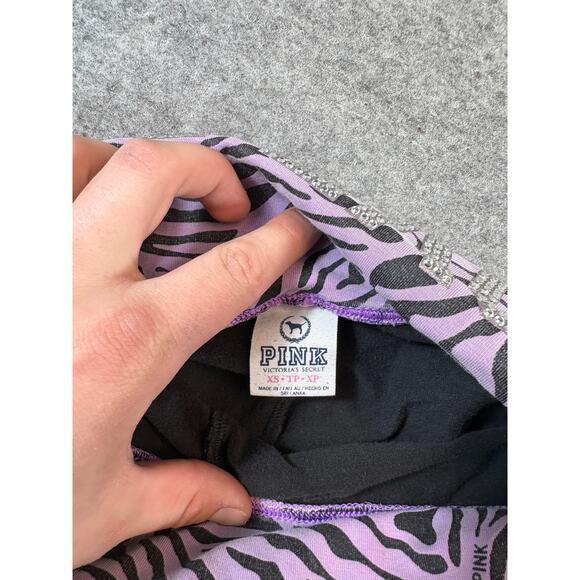 Pink Victoria's Secret Leggings Womens XS Black Purple Yoga Gym Workout Training - Picture 7 of 7